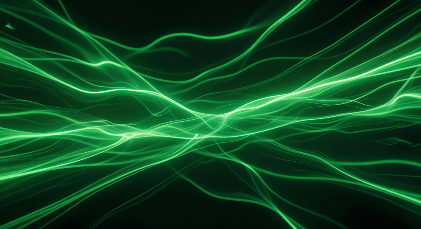 Abstract neon green digital energy flow